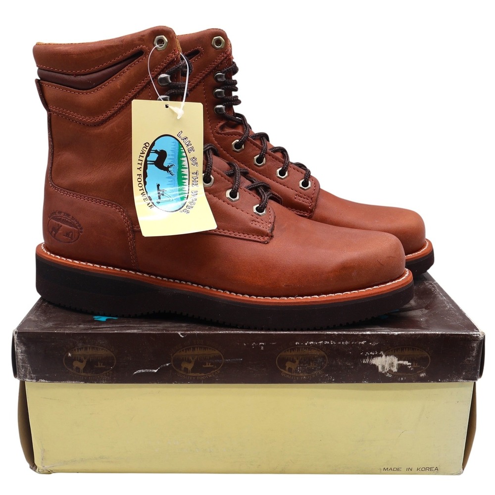 Lake of the Woods 3900 Work Boots Mens 10.5 D Vintage Brown Leather Lace Up New